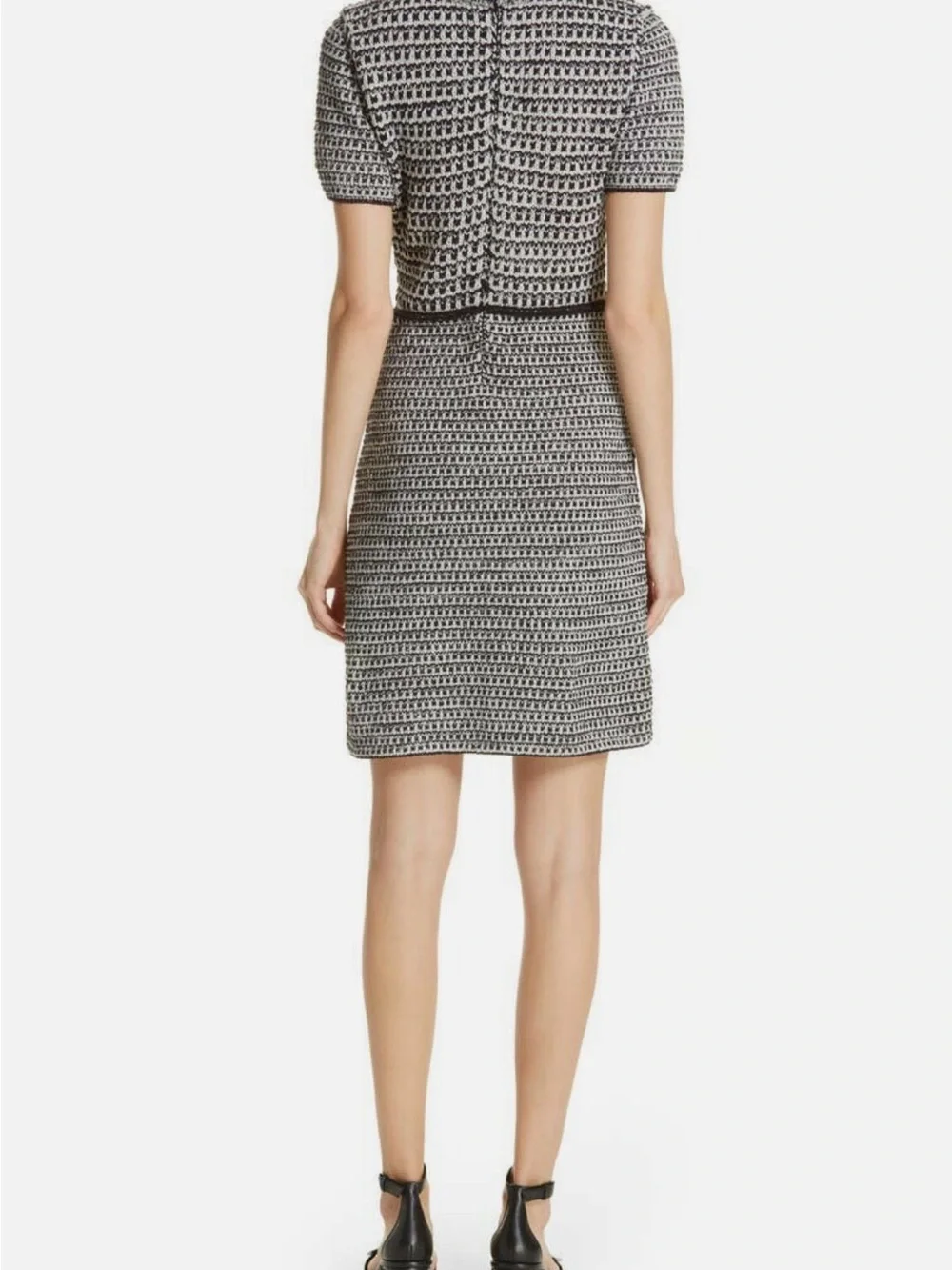 NWT Tory Burch Black and White Embellished Tweed Dress